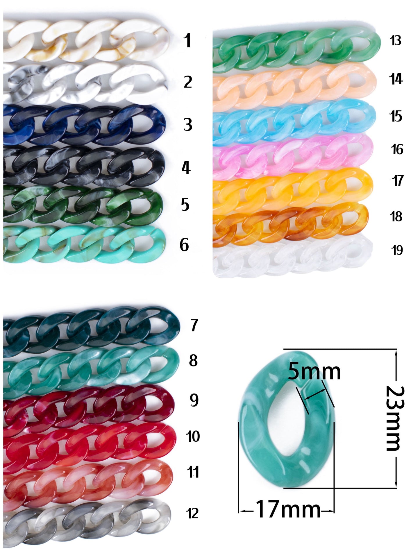 3/5 inch Acrylic High Quality Purse Chain, Metal Shoulder Handbag Strap, Replacement Handle Chain, Metal Crossbody Bag Chain Strap LD-1324