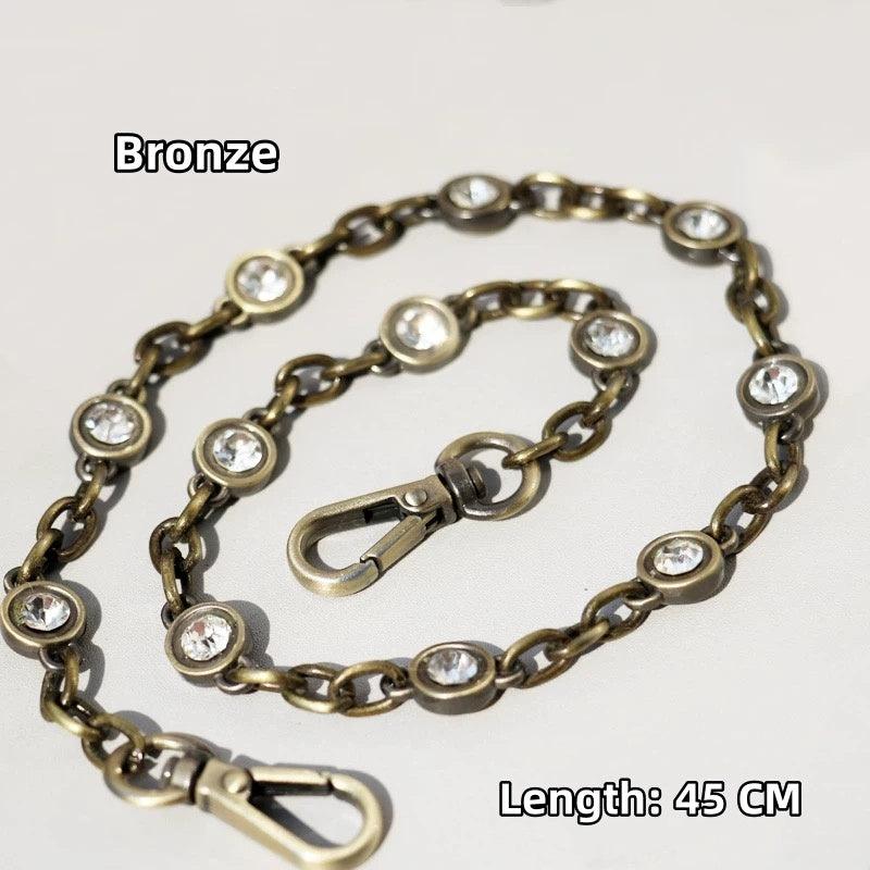10MM Glass Drill High Quality Purse Chain,Alloy and Glass Drill, Metal Shoulder Handbag Strap,Bag Strap, Bag Accessories, JD-134