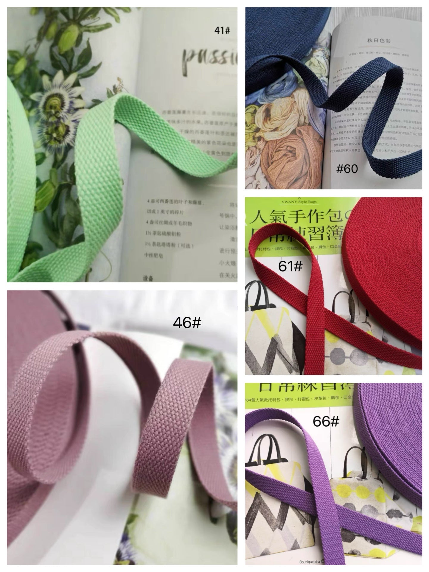 33 Color, 4/5 Inch Cotton Webbing Heavy Duty Bag handles, bag strap for tote bag Upholstery Webbing ,JD-1890-A