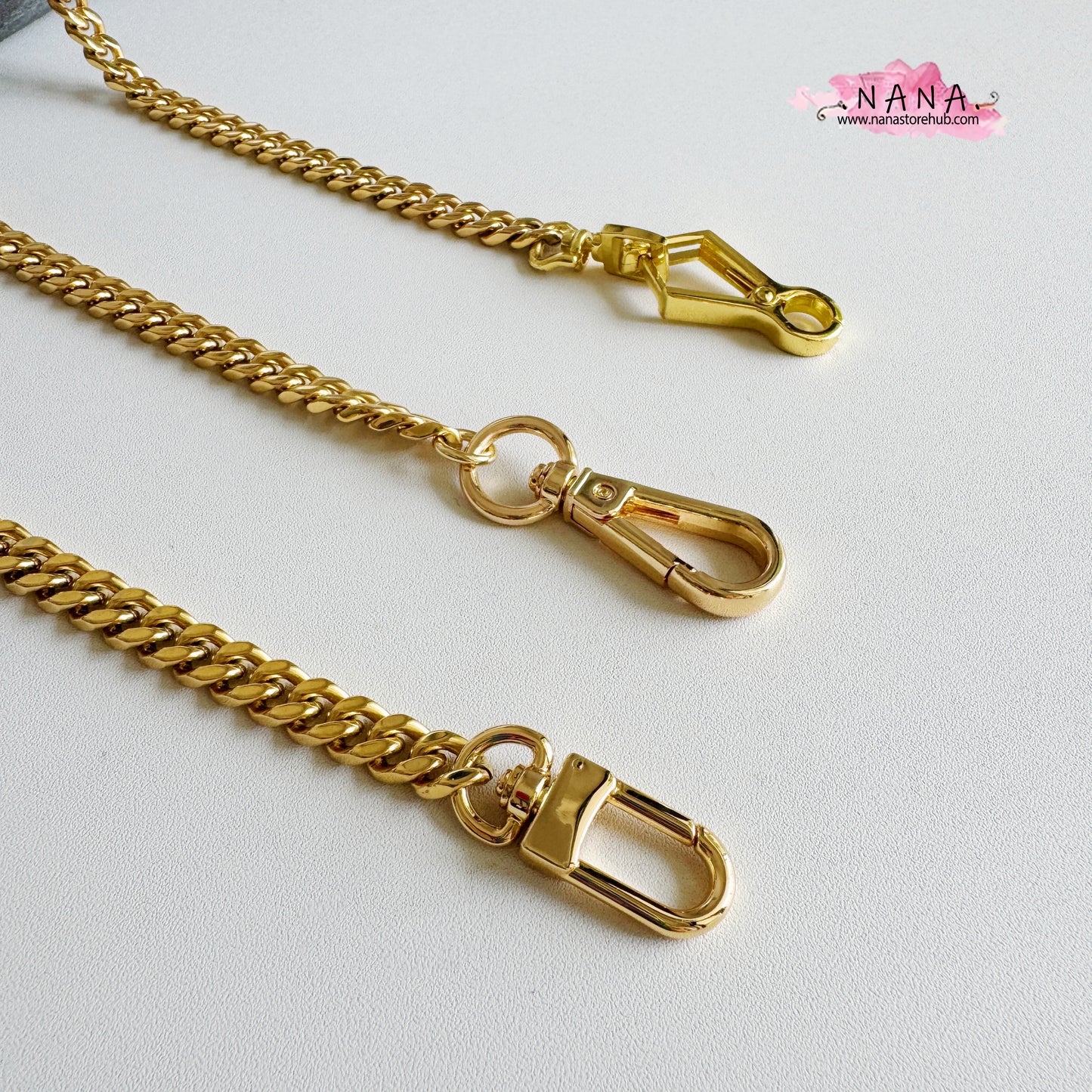 9mm 24K Gold Plated Titanium Steel High Quality Purse Chain, Metal Shoulder Handbag Strap,Bag Strap, Bag Accessories, Detachable,JD-573