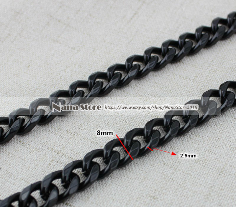 8mm 'Midnight Elegance' Purse Chain Strap: Premium Alloy and Iron, Handbag Shoulder Strap Replacement, JD-872 - Uplift Your Accessory Collection with Our High-End, Metallic Black Bag Chains