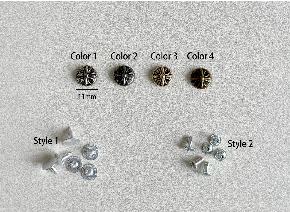 PACK of 50 Metal 11MM Cross Rivets Studs Leather Studs Leather Craft Decorative Rivet, M-279