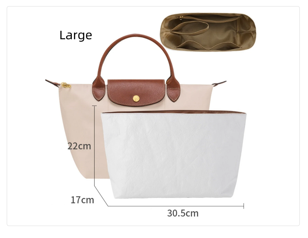 4 Size, Purse Organizer Insert Fit "Longchamp Mini/Small/Medium/Large Bag" Pouch Handbag Shaper Premium Felt,Bag Shaper,Bag Liner, JD-3322