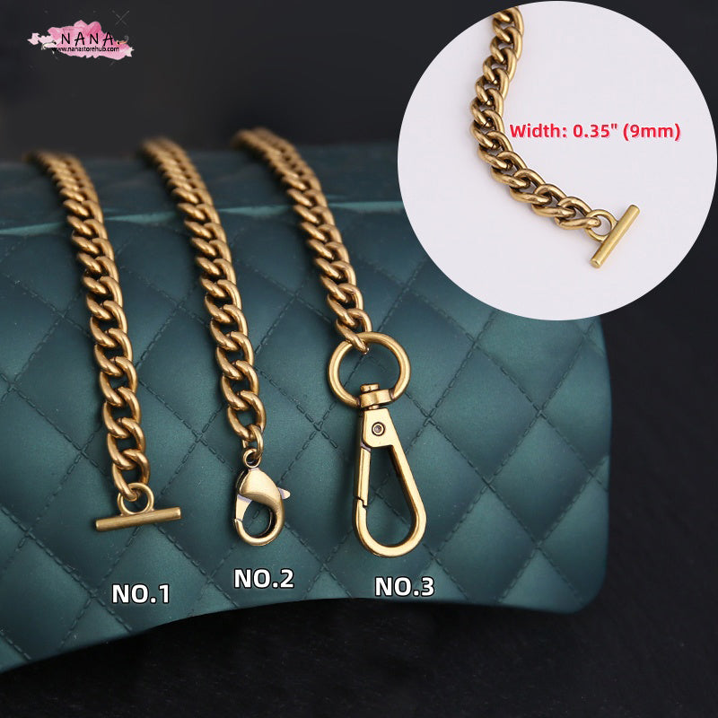 9mm Old gold High Quality Purse Chain Strap,Alloy and Iron, Metal Shoulder Handbag Strap,Purse Replacement Chains,bag accessories, JD-1093