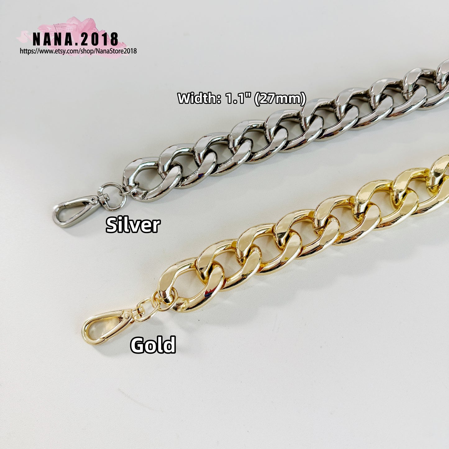 3 Color,27mm High Quality Purse Chain Strap,Alloy and Iron,Metal Shoulder Handbag Strap,Purse Replacement Chains,bag accessories, JD-1098