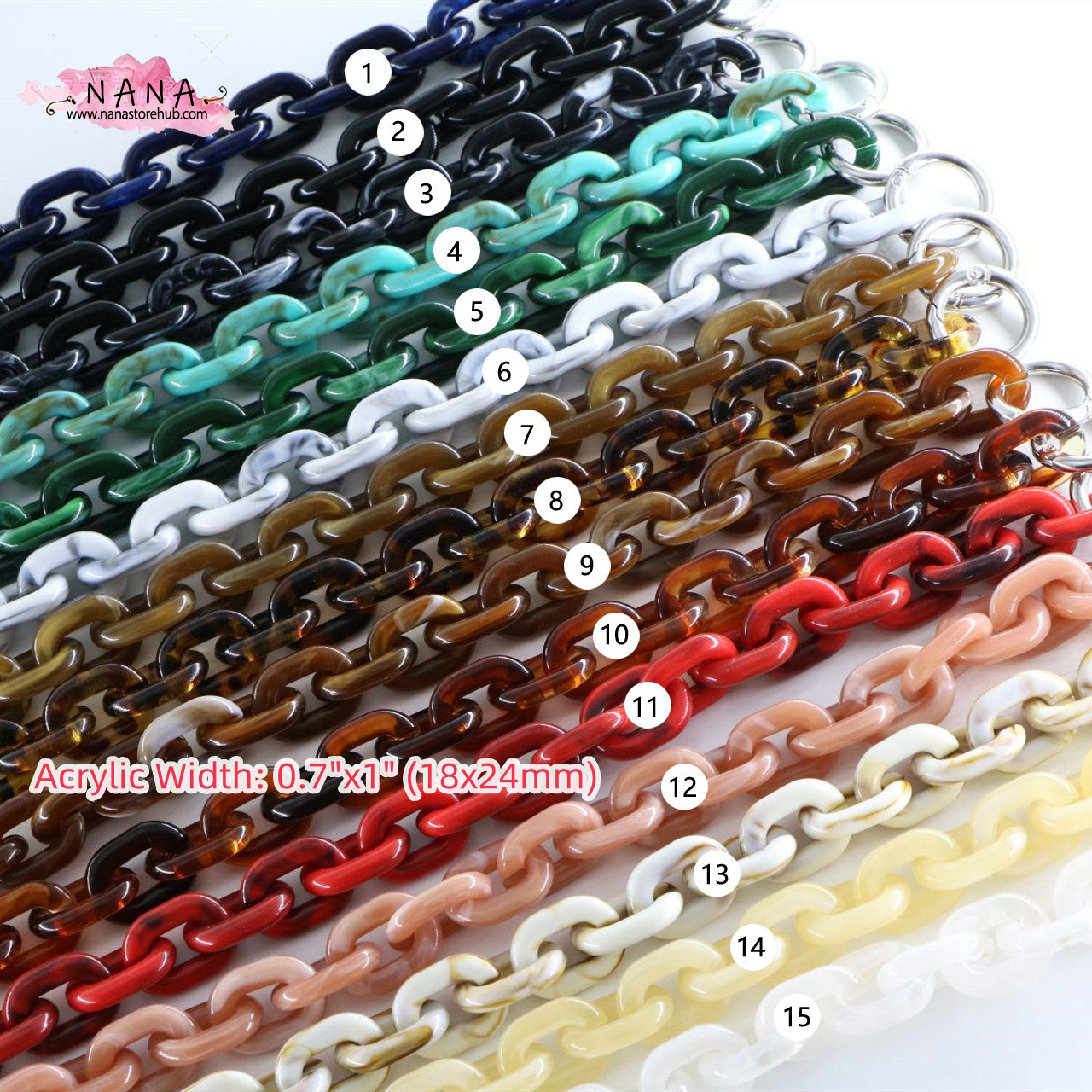 4/5 inch Acrylic High Quality Purse Chain, Metal Shoulder Handbag Strap, Replacement Handle Chain, Metal Crossbody Bag Chain Strap LD-1126