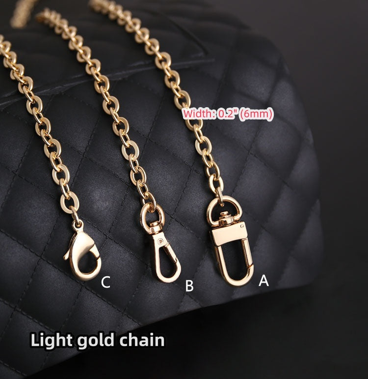 6mm Light Gold High Quality Full Copper Purse Chain Strap,Metal Shoulder Handbag Strap,Purse Replacement Chains,bag accessories, JD-113