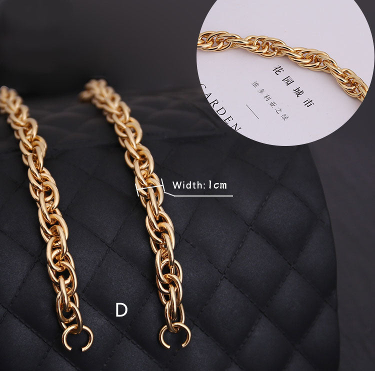 10mm Gold High Quality Full Copper Purse Chain Strap,Metal Shoulder Handbag Strap,Purse Replacement Chains,bag accessories, JD-117