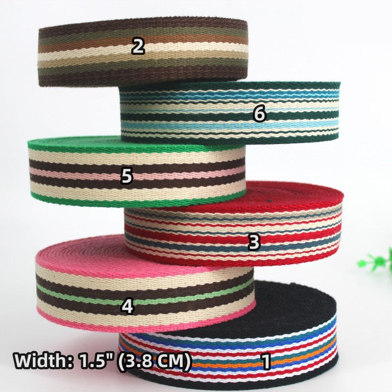 6 Color, 1 1/2 Inch Wide Cotton Polyester Jacquard embroidery Webbing For Bag handles ,Bag Strap For Tote Bag Upholstery Webbing ,JD-1228