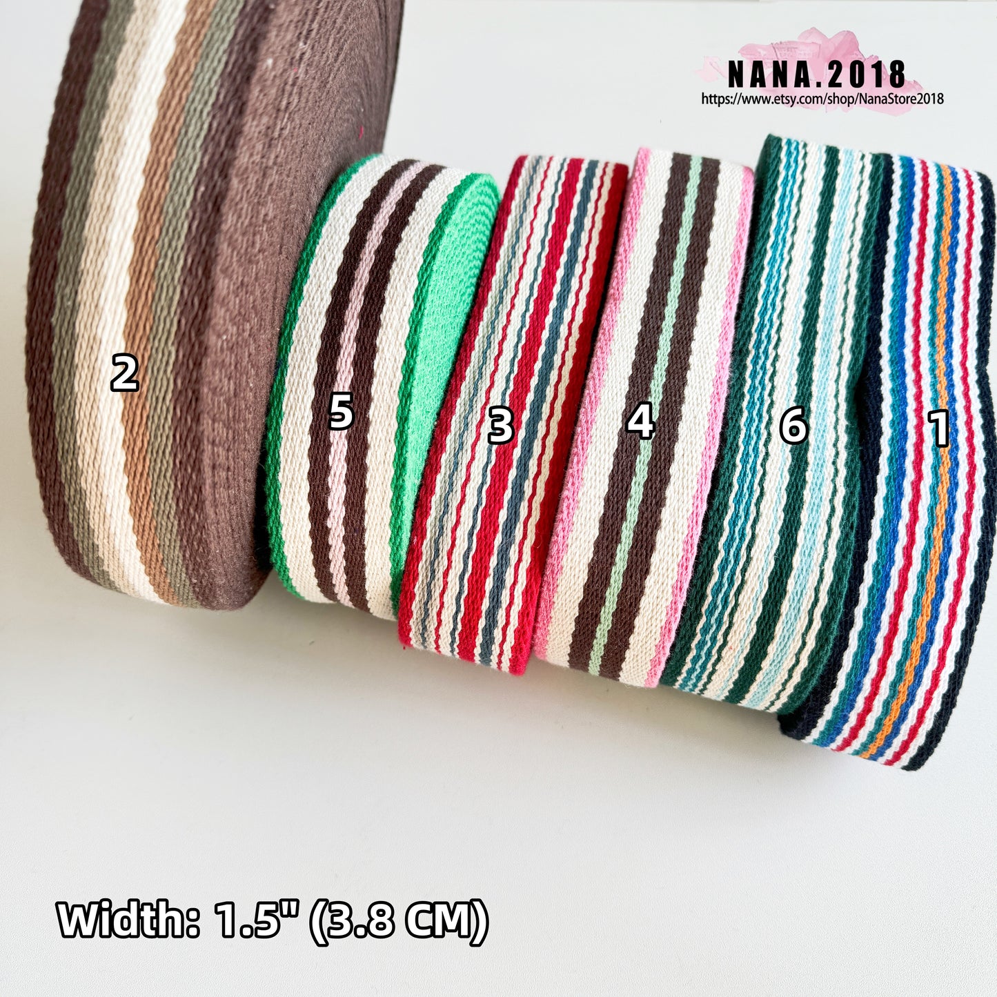 6 Color, 1 1/2 Inch Wide Cotton Polyester Jacquard embroidery Webbing For Bag handles ,Bag Strap For Tote Bag Upholstery Webbing ,JD-1228