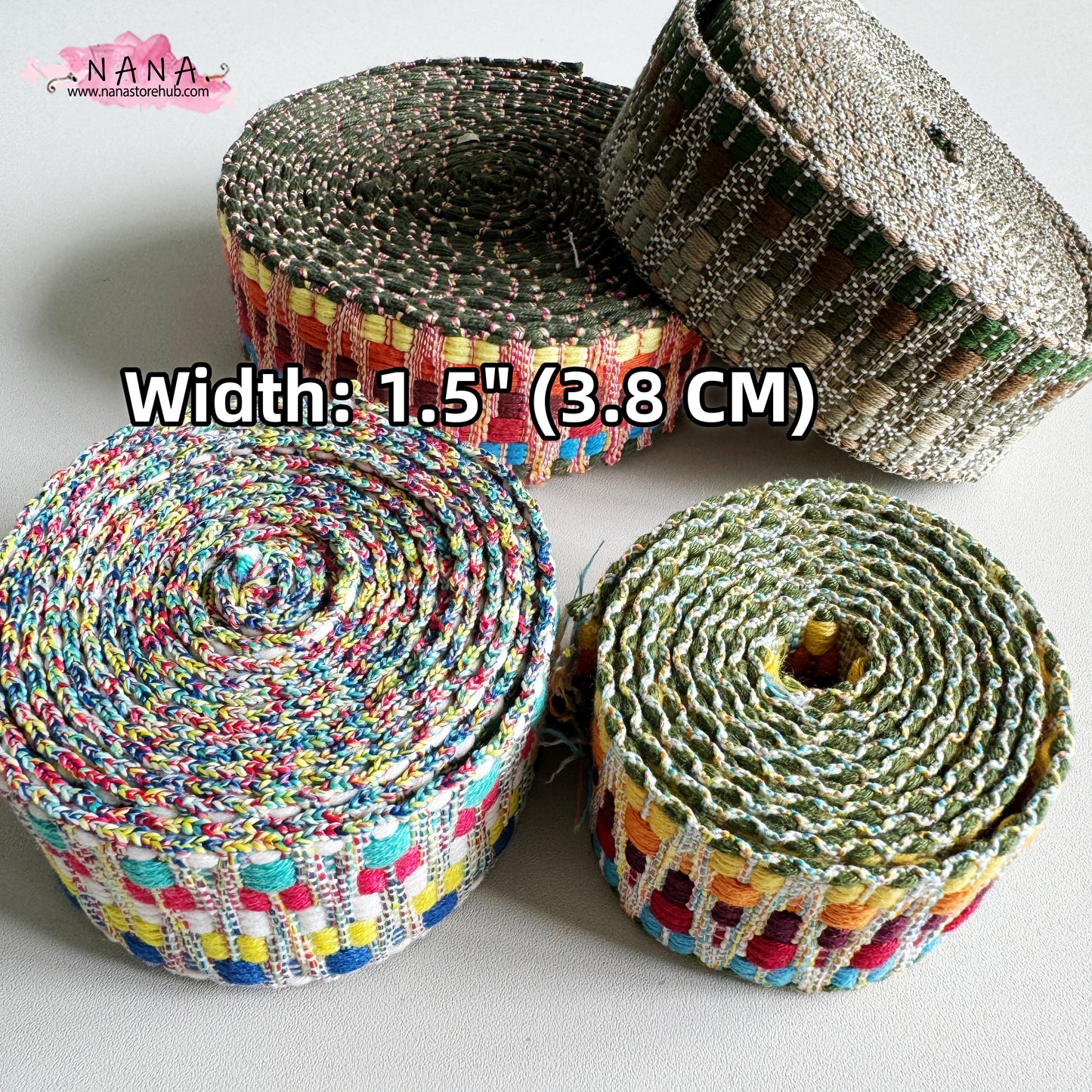 12 Color, 1 1/2 Inch Wide Cotton Polyester Jacquard embroidery Webbing For Bag handles ,Bag Strap For Tote Bag Upholstery Webbing ,JD-1234