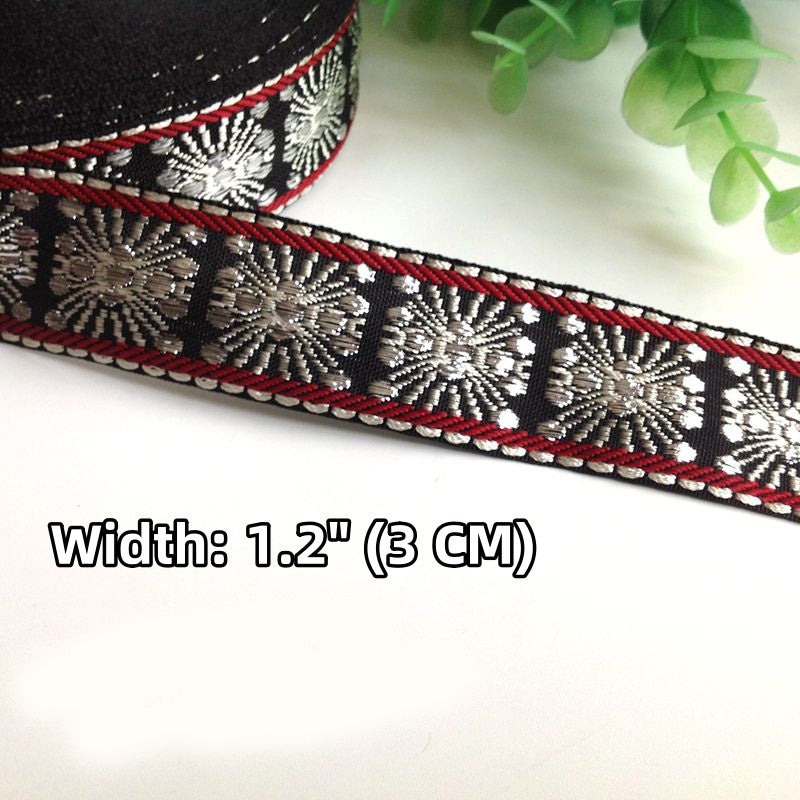 1 1/5 Inch Wide Flower Jacquard Ribbon Geometric Woven Trim Border Embroidered Ribbon Sewing Trim Craft Ribbon Jacquard ,JD-1248