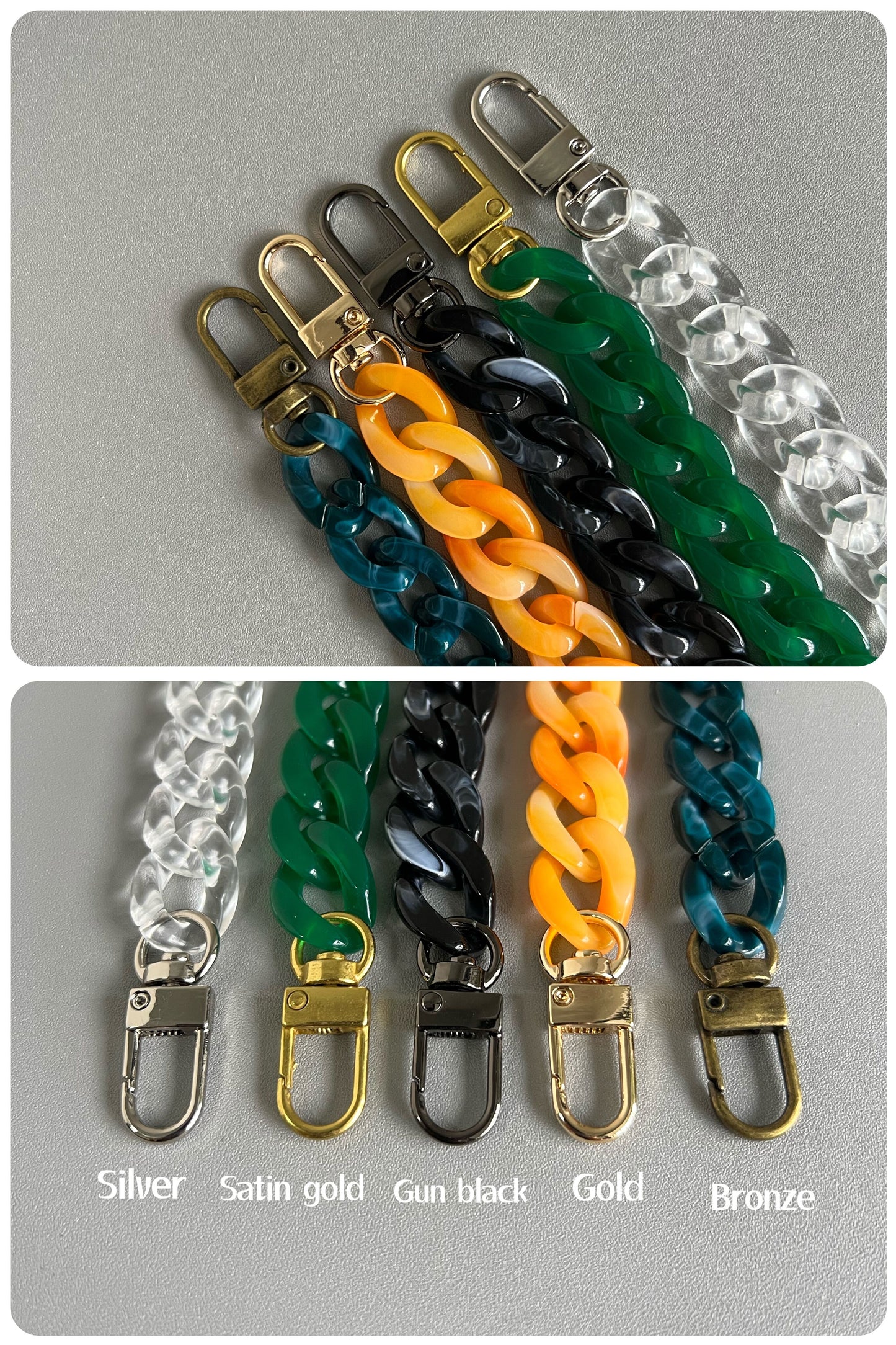 3/5 inch Acrylic High Quality Purse Chain, Metal Shoulder Handbag Strap, Replacement Handle Chain, Metal Crossbody Bag Chain Strap LD-1324