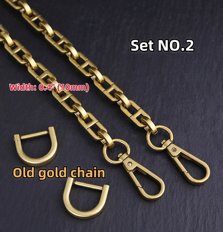 10mm Old gold High Quality Full Copper Purse Chain Strap,Metal Shoulder Handbag Strap,Purse Replacement Chains,bag accessories,JD-1330