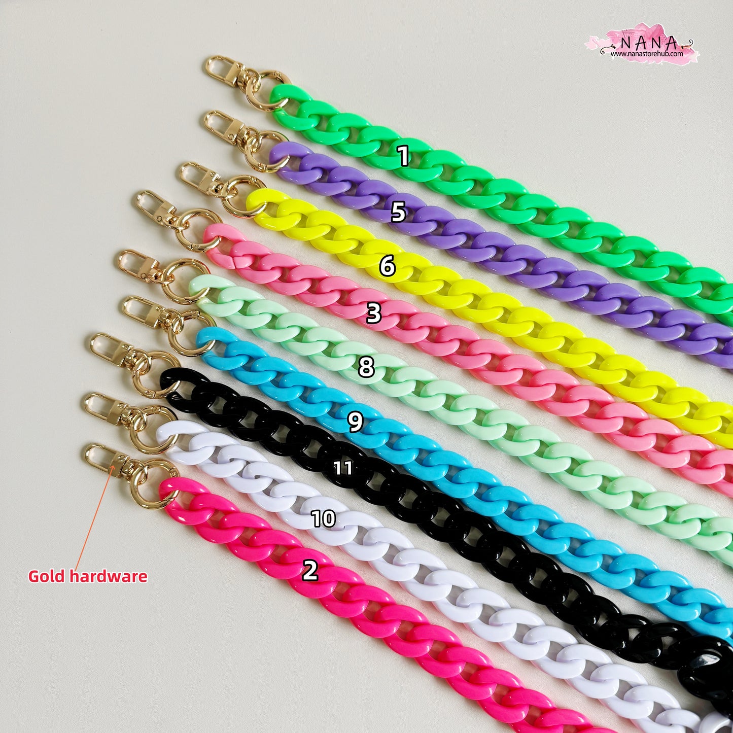 Premium Acrylic Purse Chain: Stylish Metal Strap for Shoulder Handbags and Crossbody Bags - Versatile Replacement Handle Chain，LD-1389