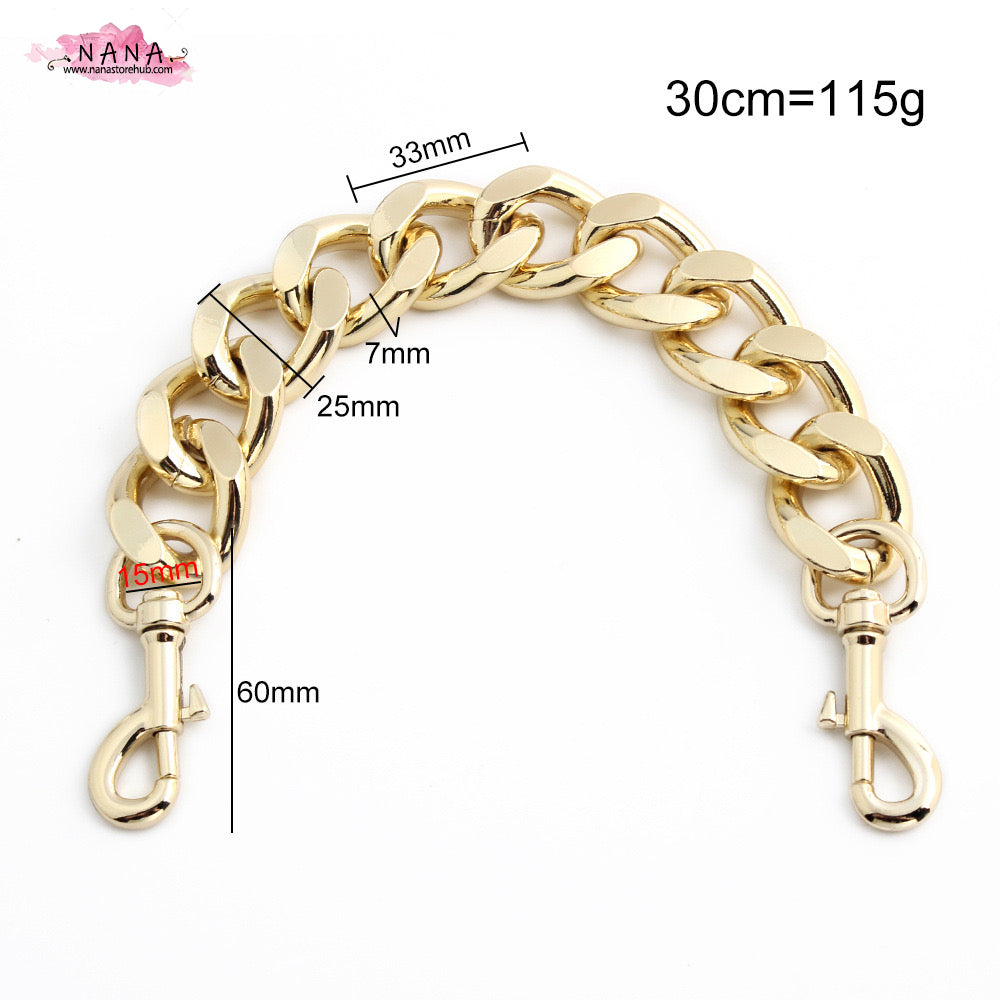 25mm Gold High Quality Purse Chain Strap,Aluminum Alloy,Metal Shoulder Handbag Strap,Purse Replacement Chains,bag accessories, JD-1485