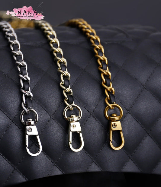 4 Color,7mm High Quality Purse Chain,Alloy and Leather, Metal Shoulder Handbag Strap,Bag Strap, Bag Accessories, Detachable,JD-1552