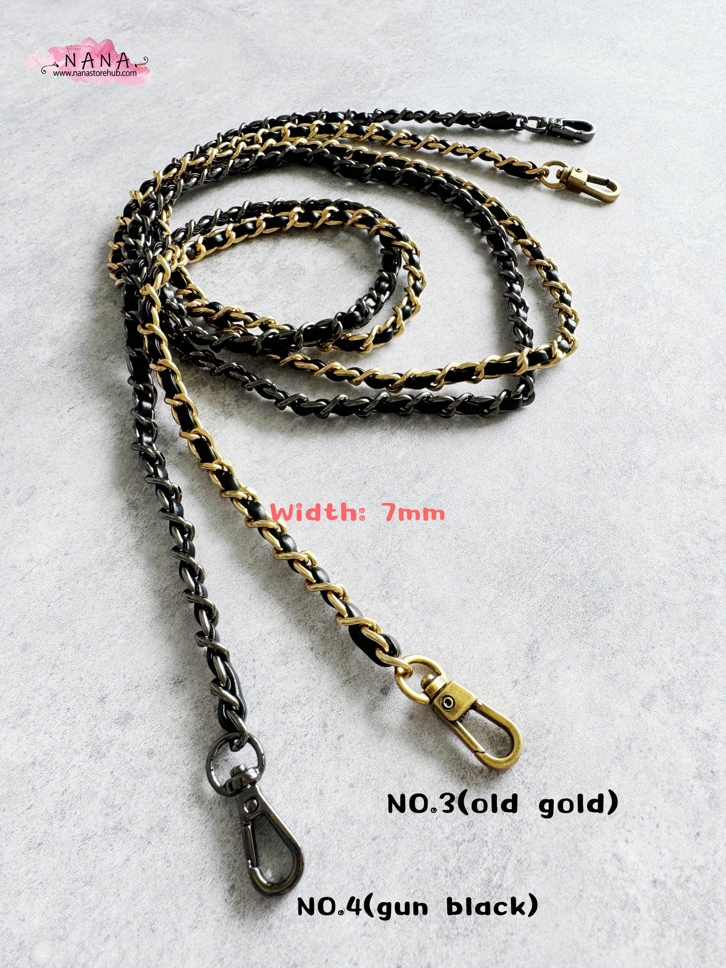 4 Color,7mm High Quality Purse Chain,Alloy and Leather, Metal Shoulder Handbag Strap,Bag Strap, Bag Accessories, Detachable,JD-1552