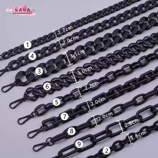 Matte Black Acrylic High Quality Purse Chain,Metal Shoulder Handbag Strap,Replacement Handle Chain, Metal Crossbody Bag Chain Strap LD-1554