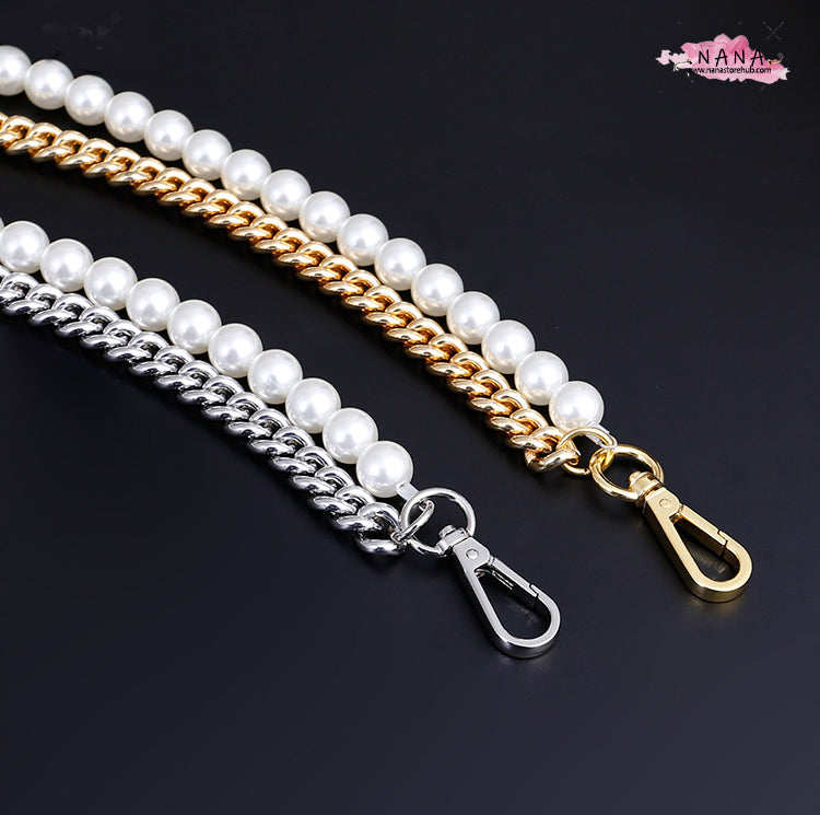 Pearl High Quality Purse Chain,Alloy and Pearl, Metal Shoulder Handbag Strap,Bag Strap, Bag Accessories, Detachable,JD-1564