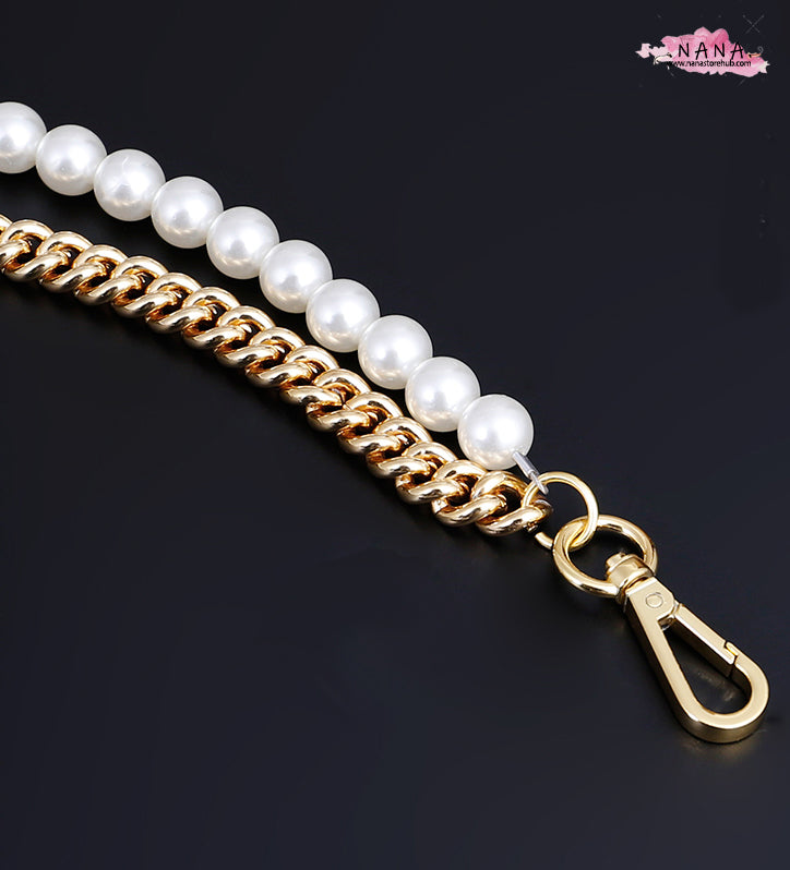 Pearl High Quality Purse Chain,Alloy and Pearl, Metal Shoulder Handbag Strap,Bag Strap, Bag Accessories, Detachable,JD-1564