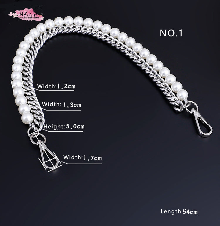 Pearl High Quality Purse Chain,Alloy and Pearl, Metal Shoulder Handbag Strap,Bag Strap, Bag Accessories, Detachable,JD-1564