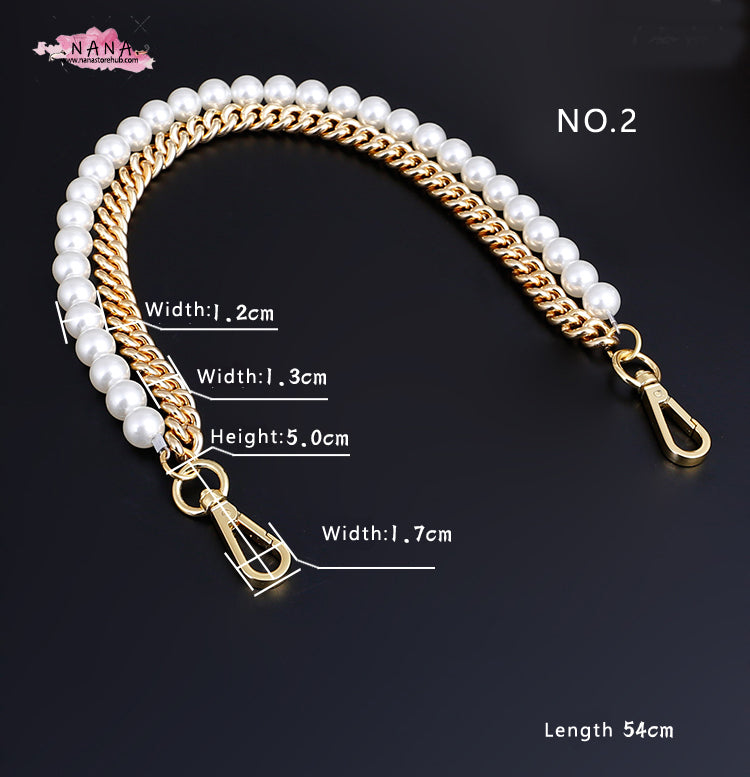 Pearl High Quality Purse Chain,Alloy and Pearl, Metal Shoulder Handbag Strap,Bag Strap, Bag Accessories, Detachable,JD-1564