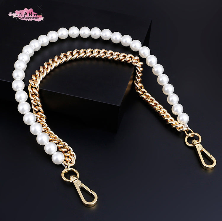 Pearl High Quality Purse Chain,Alloy and Pearl, Metal Shoulder Handbag Strap,Bag Strap, Bag Accessories, Detachable,JD-1564