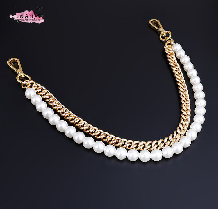 Pearl High Quality Purse Chain,Alloy and Pearl, Metal Shoulder Handbag Strap,Bag Strap, Bag Accessories, Detachable,JD-1564