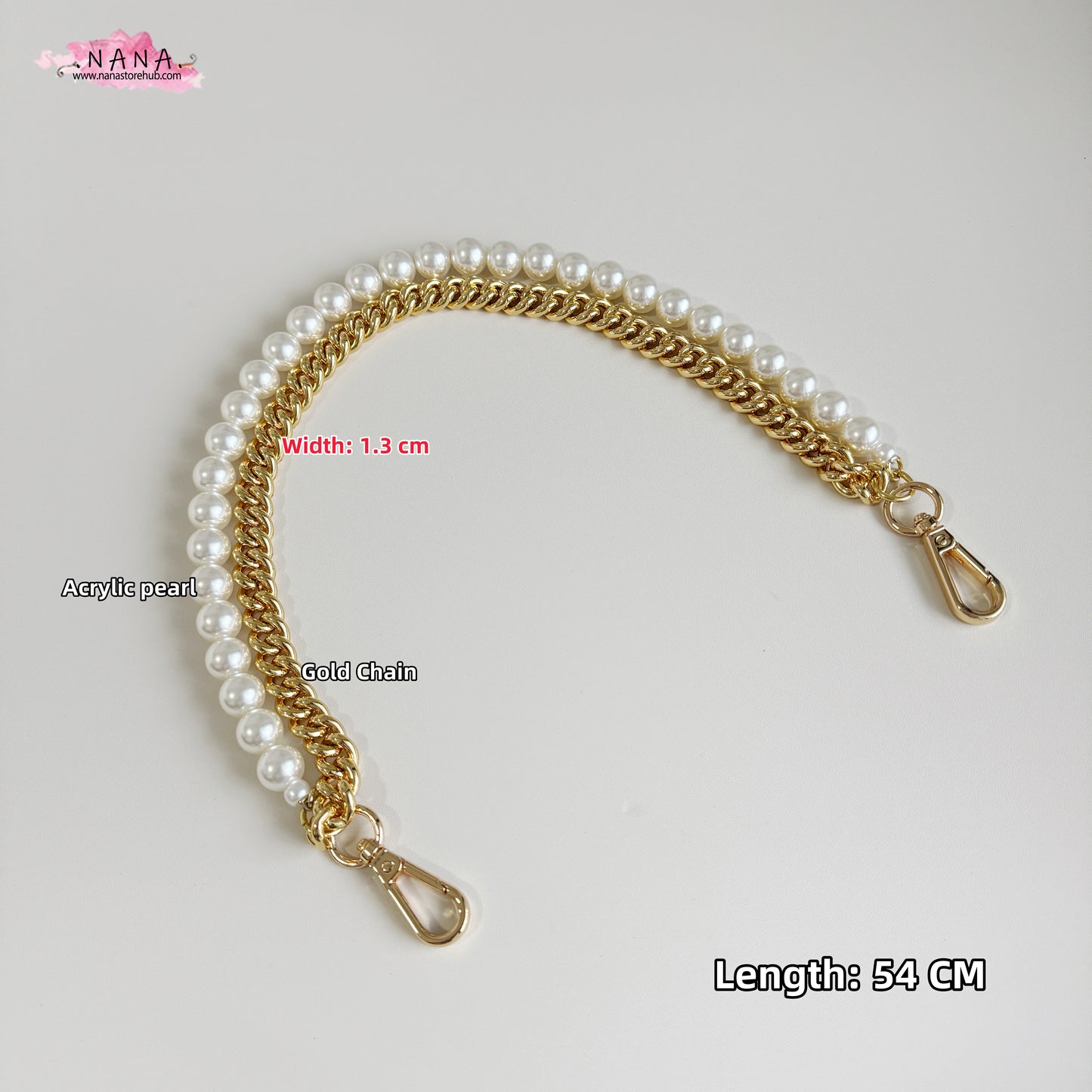 Pearl High Quality Purse Chain,Alloy and Pearl, Metal Shoulder Handbag Strap,Bag Strap, Bag Accessories, Detachable,JD-1564