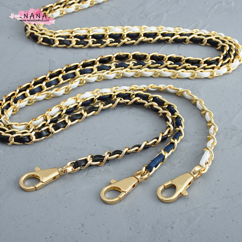 7 Color,8mm 24K Gold Plated High Quality Purse Chain,Copper and Leather, Metal Shoulder Handbag Strap,Bag Strap, Bag Accessories, JD-1618