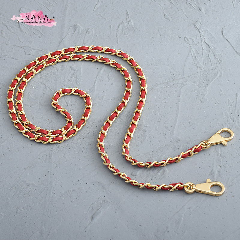 7 Color,8mm 24K Gold Plated High Quality Purse Chain,Copper and Leather, Metal Shoulder Handbag Strap,Bag Strap, Bag Accessories, JD-1618