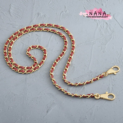 7 Color,8mm 24K Gold Plated High Quality Purse Chain,Copper and Leather, Metal Shoulder Handbag Strap,Bag Strap, Bag Accessories, JD-1618