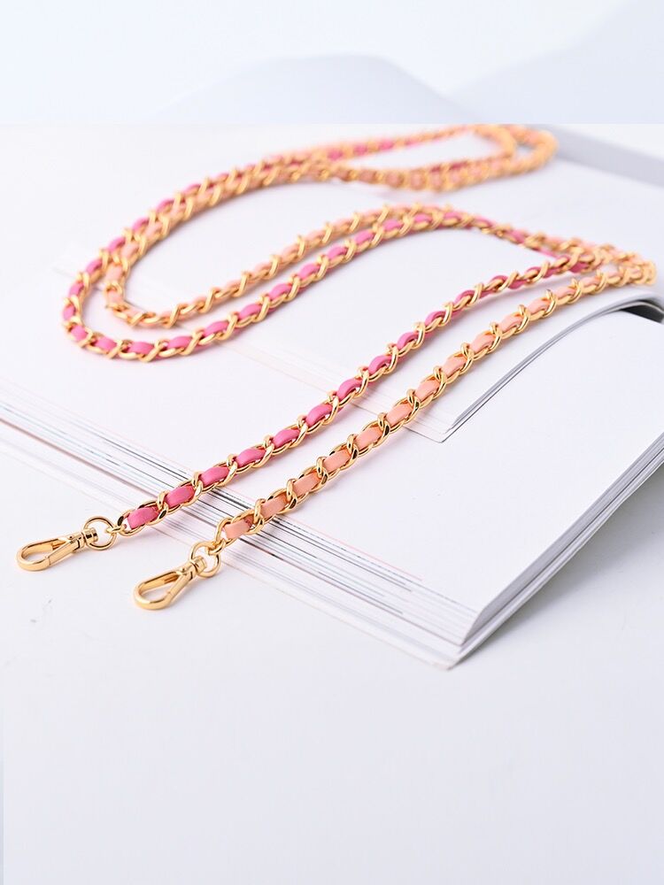 6 Color,8mm 24K Silver Plated High Quality Purse Chain,Copper and Leather, Metal Shoulder Handbag Strap,Bag Strap, Bag Accessories, JD-1703