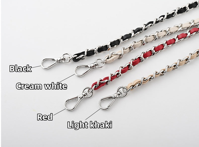 6 Color,8mm 24K Silver Plated High Quality Purse Chain,Copper and Leather, Metal Shoulder Handbag Strap,Bag Strap, Bag Accessories, JD-1703