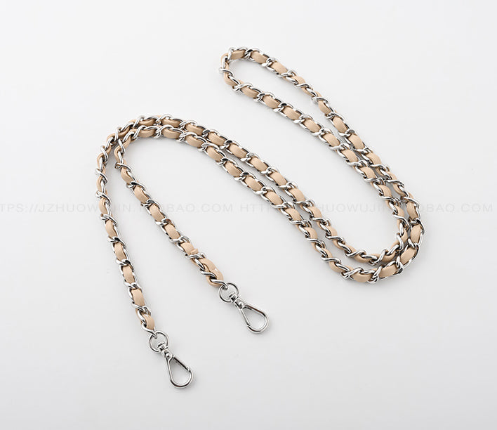 6 Color,8mm 24K Silver Plated High Quality Purse Chain,Copper and Leather, Metal Shoulder Handbag Strap,Bag Strap, Bag Accessories, JD-1703