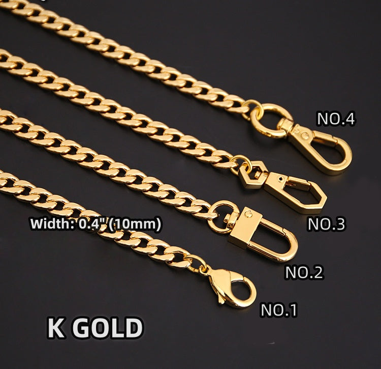 10mm 24K Gold Plated Titanium Steel High Quality Purse Chain, Metal Shoulder Handbag Strap,Bag Strap, Bag Accessories, Detachable,JD-1742