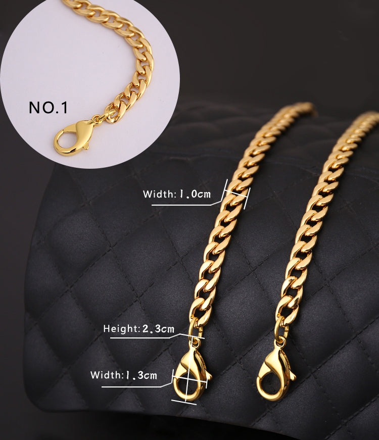 10mm 24K Gold Plated Titanium Steel High Quality Purse Chain, Metal Shoulder Handbag Strap,Bag Strap, Bag Accessories, Detachable,JD-1742