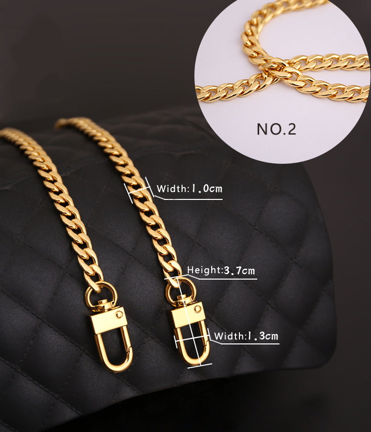 10mm 24K Gold Plated Titanium Steel High Quality Purse Chain, Metal Shoulder Handbag Strap,Bag Strap, Bag Accessories, Detachable,JD-1742