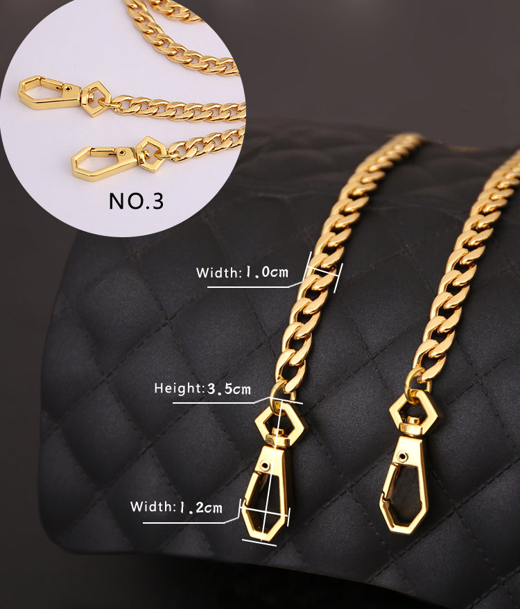 10mm 24K Gold Plated Titanium Steel High Quality Purse Chain, Metal Shoulder Handbag Strap,Bag Strap, Bag Accessories, Detachable,JD-1742