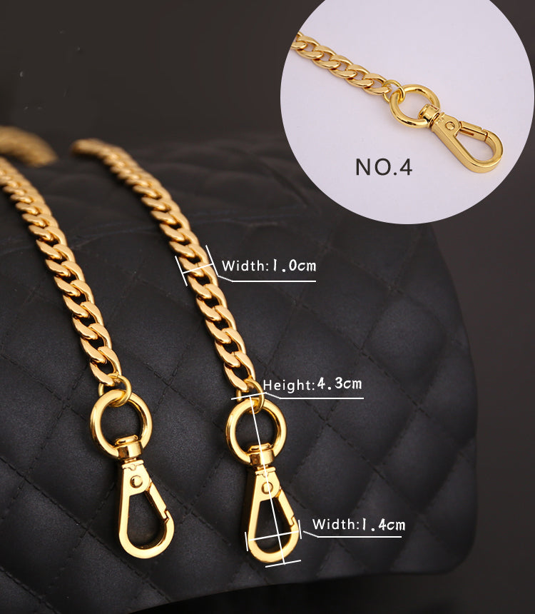 10mm 24K Gold Plated Titanium Steel High Quality Purse Chain, Metal Shoulder Handbag Strap,Bag Strap, Bag Accessories, Detachable,JD-1742