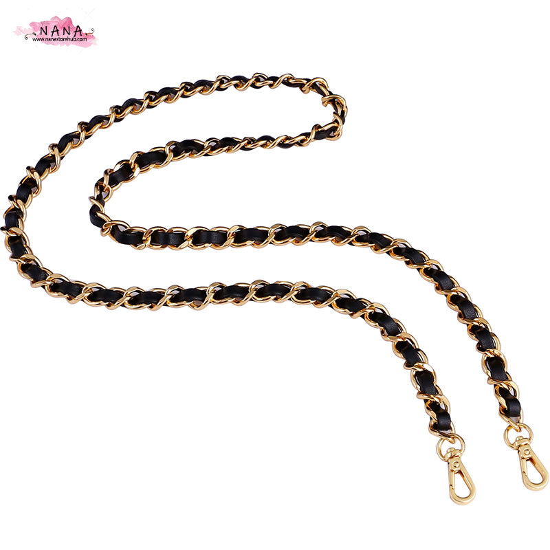 24K Gold Plated High Quality Purse Chain,Copper and Leather, Metal Shoulder Handbag Strap,Bag Accessories, JD-1775