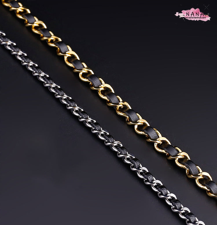 24K Gold Plated High Quality Purse Chain,Copper and Leather, Metal Shoulder Handbag Strap,Bag Accessories, JD-1775