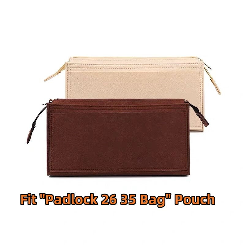 2 Size,Purse Organizer Insert Fit "Padlock Bag" Pouch 26 35 Handbag Shaper Premium Felt,Bag Shaper,Bag Liner, JD-1810