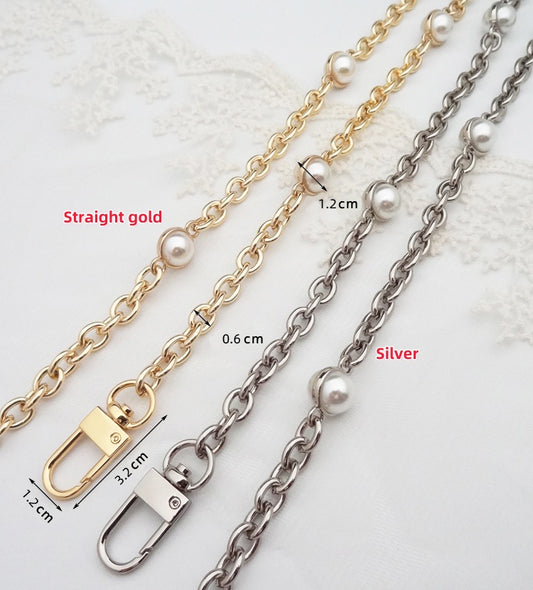 Glass Drill High Quality Purse Chain,Alloy and Pearl , Metal Shoulder Handbag Strap,Bag Strap, Bag Accessories, JD-1816