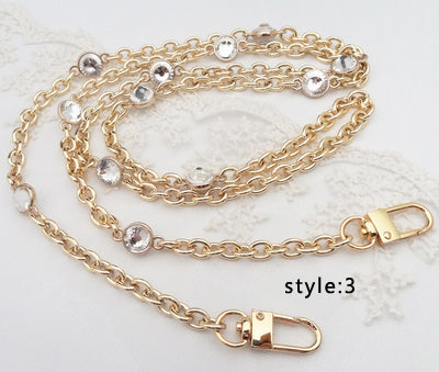 Glass Drill High Quality Purse Chain,Alloy and Pearl , Metal Shoulder Handbag Strap,Bag Strap, Bag Accessories, JD-1816