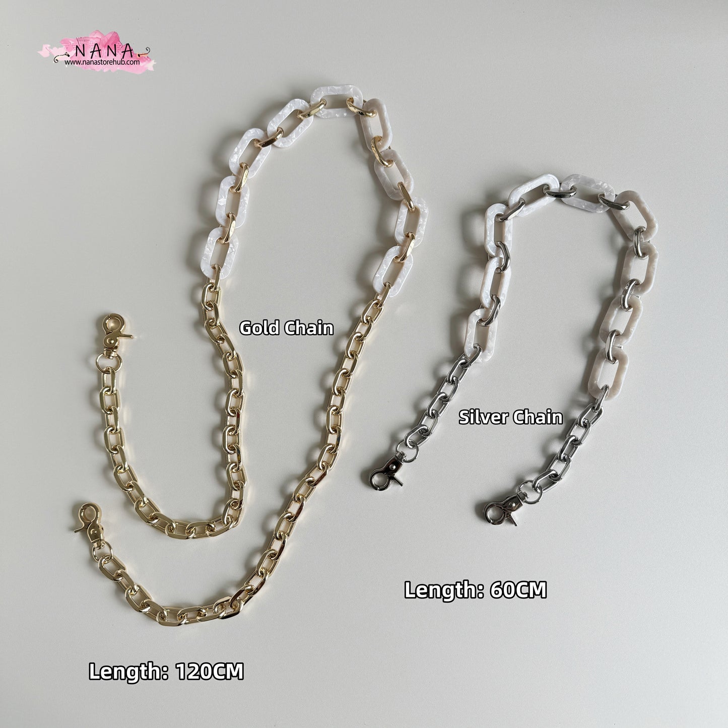 Acrylic High Quality Purse Chain, Metal Shoulder Handbag Strap, Replacement Handle Chain, Metal Crossbody Bag Chain Strap LD-1835