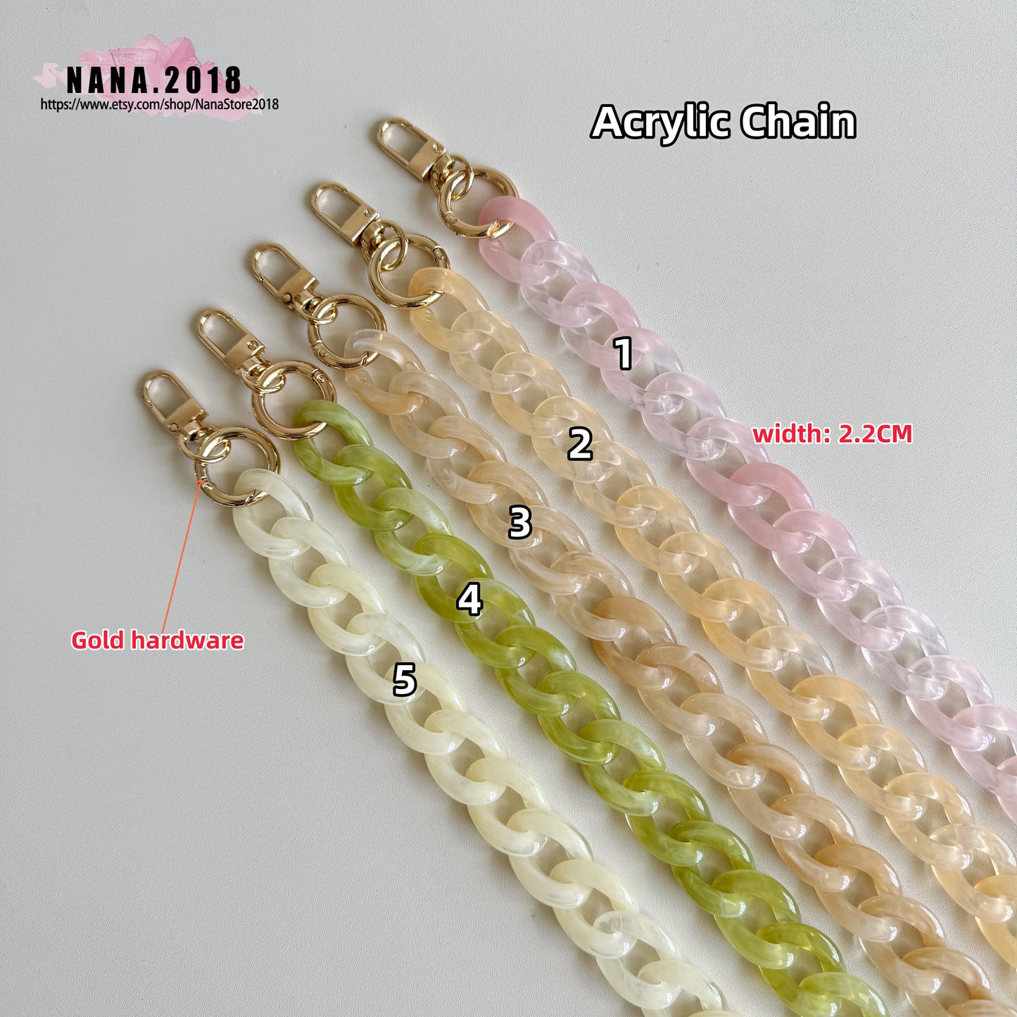 Acrylic High Quality Purse Chain, Metal Shoulder Handbag Strap, Replacement Handle Chain, Metal Crossbody Bag Chain Strap LD-1843