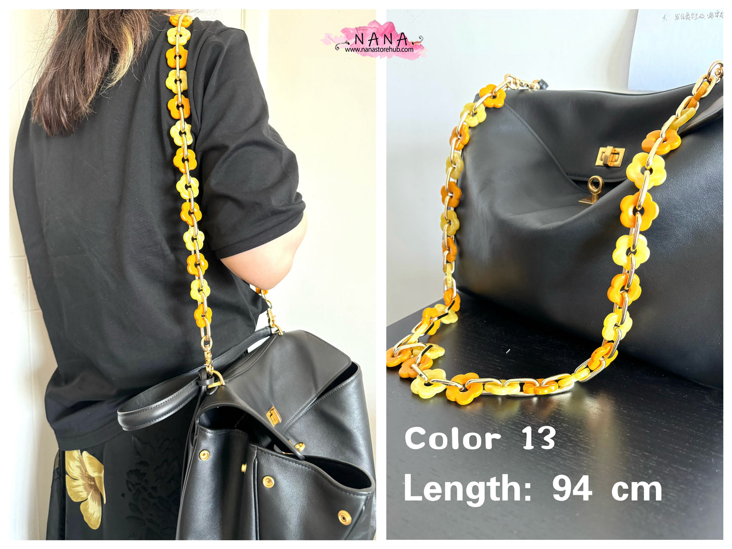 2.5CM Flower Acrylic High Quality Purse Chain,Metal Shoulder Handbag Strap, Replacement Handle Chain,Metal Crossbody Bag Chain Strap,LD-1846