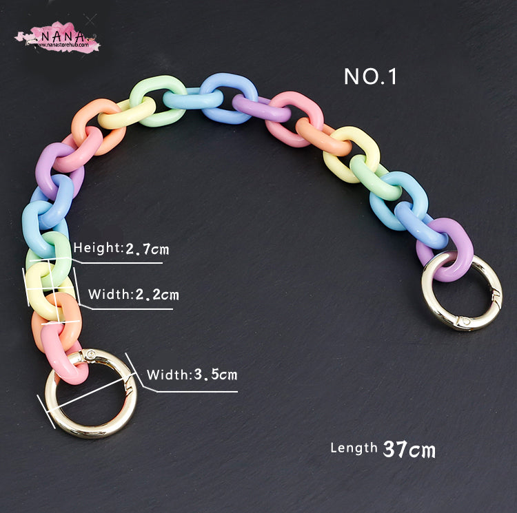 Rainbow Acrylic High Quality Purse Chain, Metal Shoulder Handbag Strap, Metal Crossbody Bag Chain Strap, LD-1847